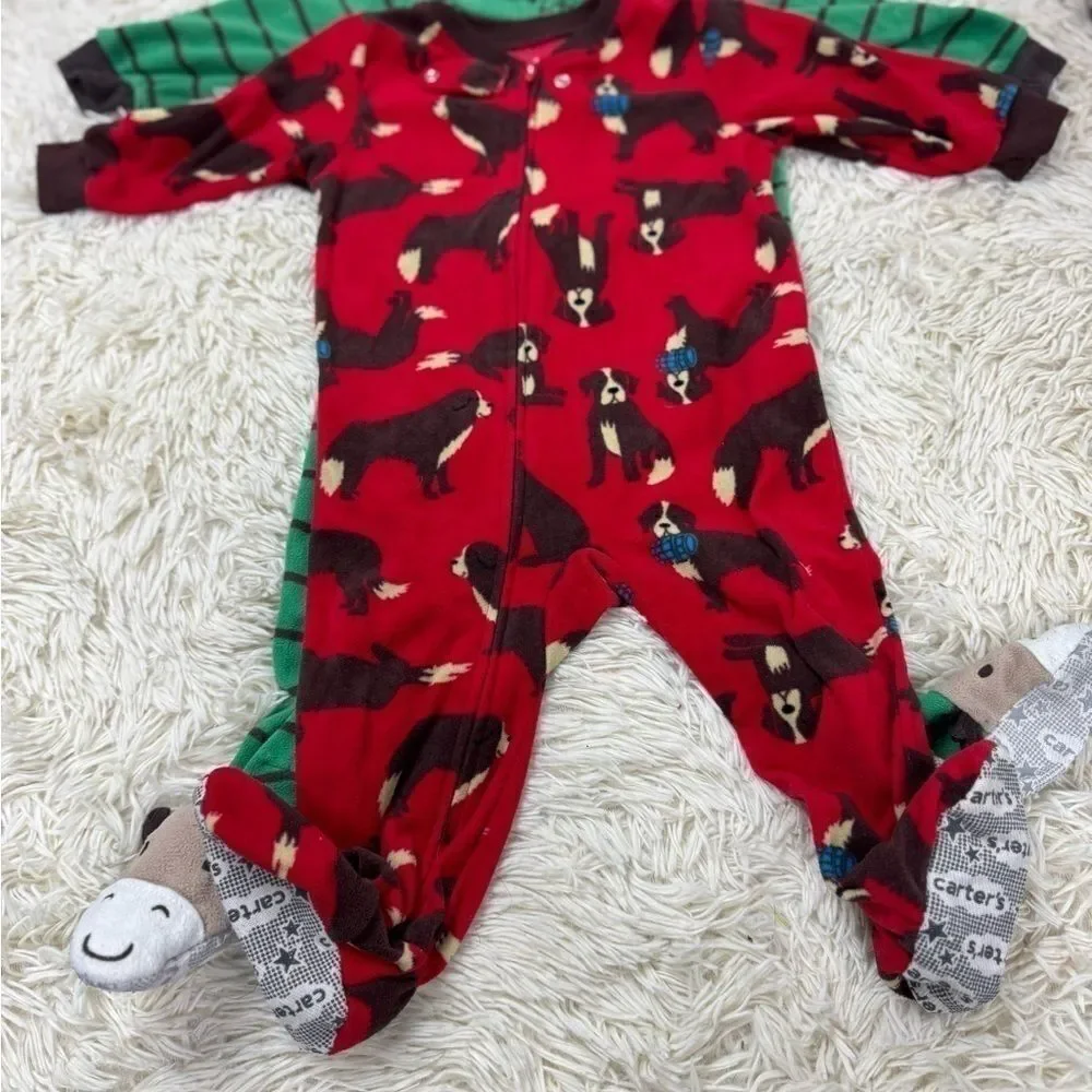 Boys Toddler 3 piece size 12 Months Footie Pajamas lot by Carters